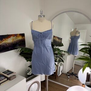 URBAN OUTFITTERS Perrie Lace-Inset Slip Dress Periwinkle Blue